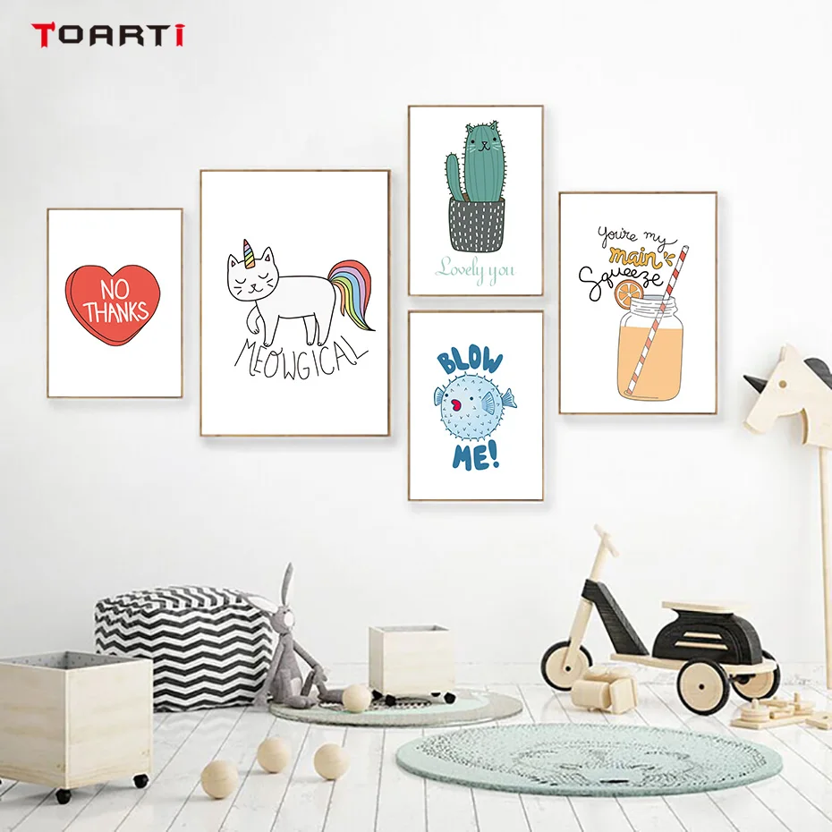 Creative Life Quotes Vintage Poster&Prints Colorful Cartoon Wall Art Canvas Painting Kids Room Home Decor Pictures Nursery Mural (3)