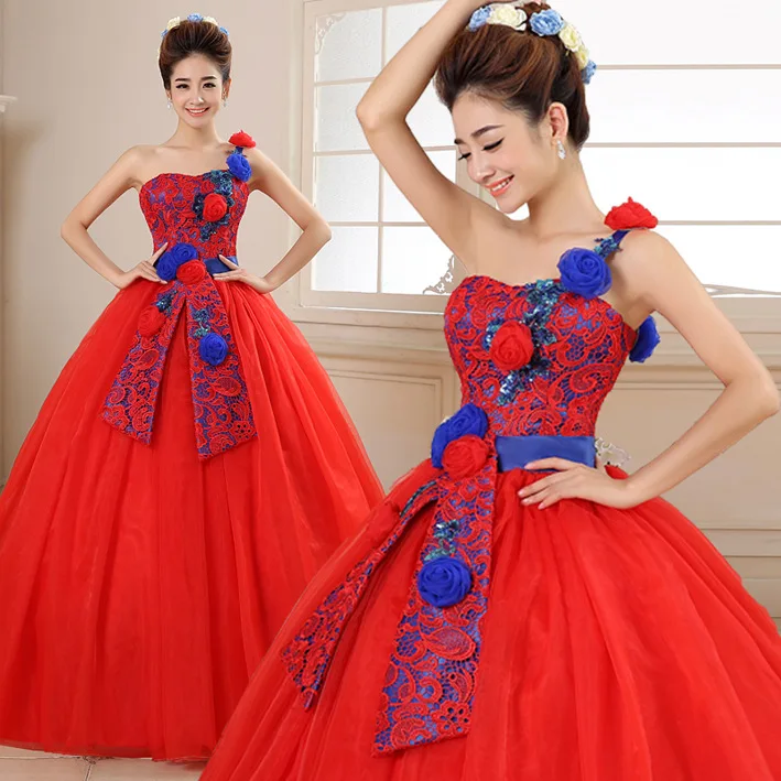 

Red Quinceanera Dresses 3D Flowers Tulle Dresses 15 year old Debutante One Shoulder Masquerade Ball Gown Vestidos De 15 Anos