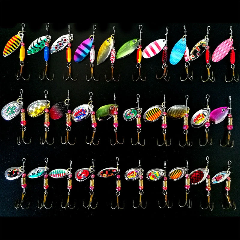 Fjord 30 Pcs/lot Spinning Lures Spoon Fishing Set Kit Spinner