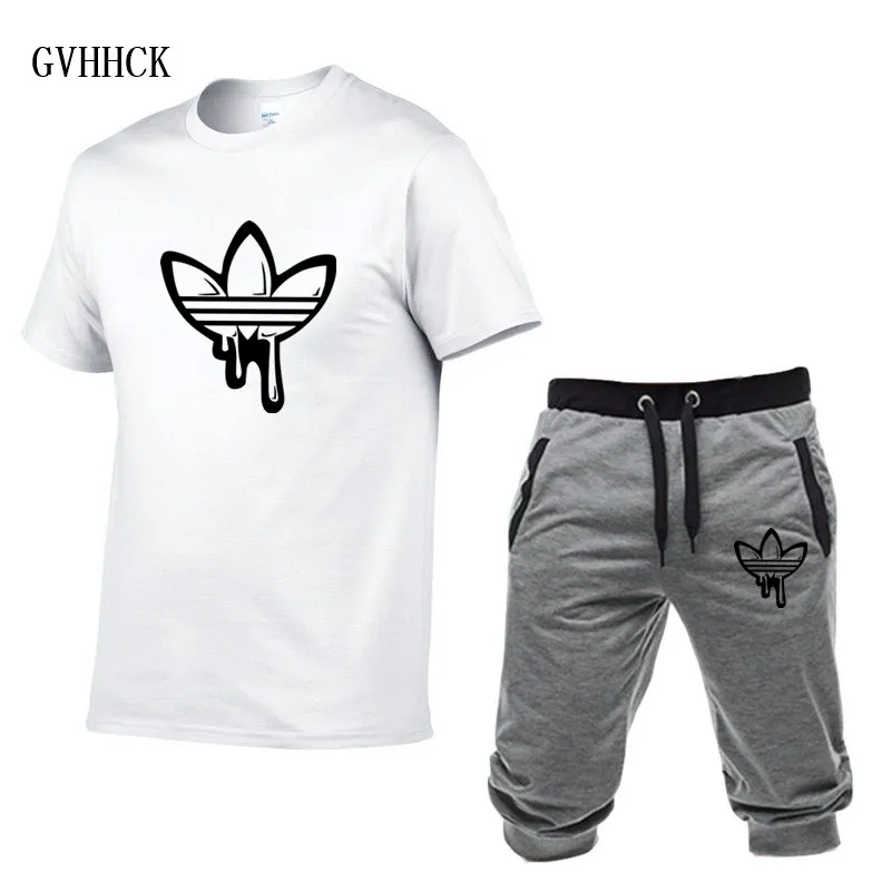 

2019 Tide brand Sets Summer Men T Shirts+pants Sets Summer Hot Sale Cotton Comfortable Short Sleeve Tshirt men Casual Set Shorts