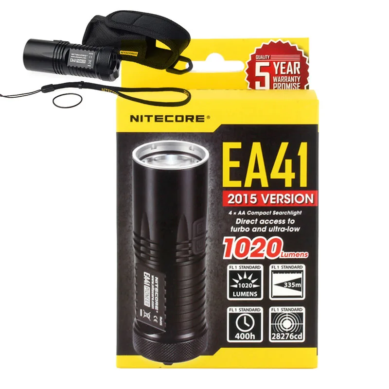 AA battery flashlight NITECORE EA41 EA41W CREE XM L2 U2 LED max. 1020