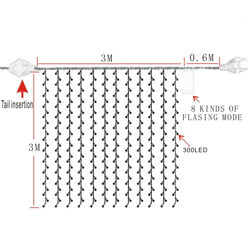 3x3 m светодиодный сосулька Шторы огни строки открытый украшения для домашнего интерьера для свадьбы/вечерние/сад/рождественские огни