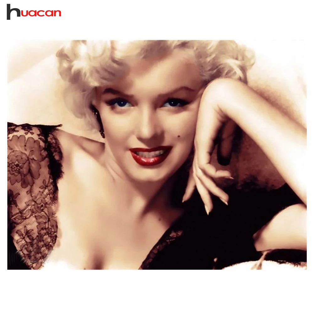 

HUACAN DIY Diamond Embroidery Sexy Marilyn Monroe Pattern Full Square Diamond Painting Cross Stitch Needlework Craft Gift