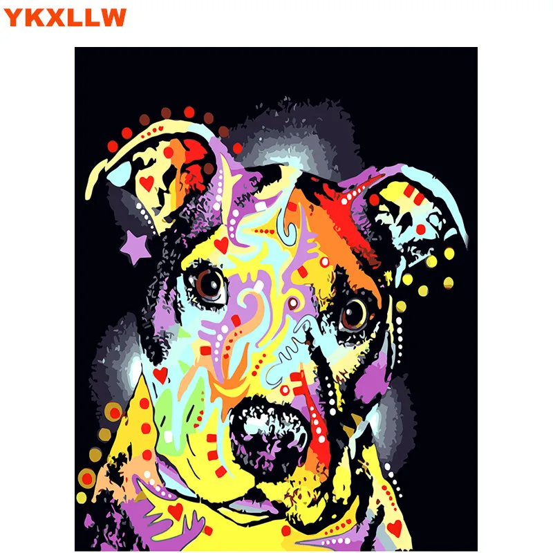 Diy картина маслом по номерам абстрактный акриловый краска животное красочная собака кошка декоративная картина холст Раскраска по номерам рисунок