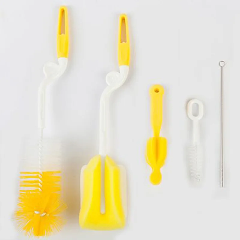 Murah Hot Jual Sikat Botol 5 Pcs set Sponge Gelas Plastik Susu Cangkir Air Pembersih Botol Makan Boneka Puting Dot Kuas