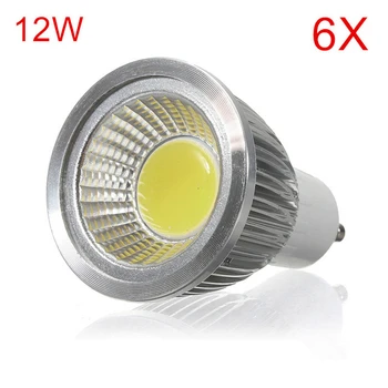 

6PCS High quality LED lamp GU10 LED Spotlight Dimmable COB LED Bulb 12W Warm/Cold White AC110V/220V GU10 COB LED Spot light
