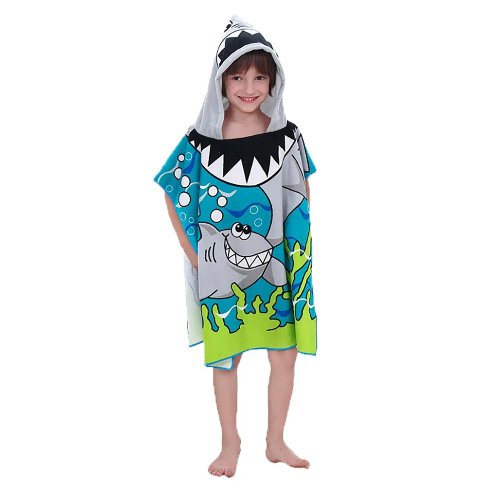 

ISHOWTIENDA 2019 new Hooded Beach Bath Robe Towel Soft bath Simming Pool Coverup Poncho Cape For Kids Children 1-12 Years Old