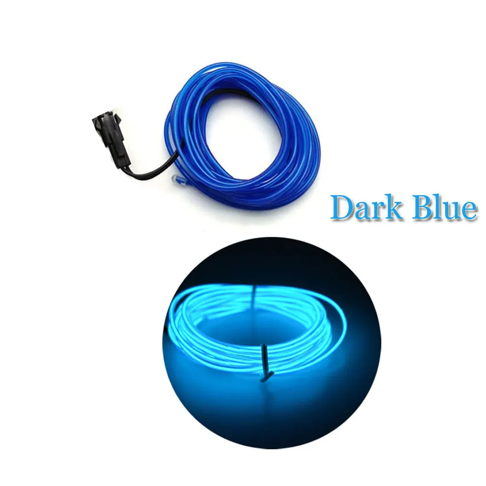 LED 1 м 2 м 3 м 4 м 5 м Неон LED EL провода кабеля лампы накаливания свет шнура трубки Авто салона Молдинги украшения - Название цвета: Dark Blue