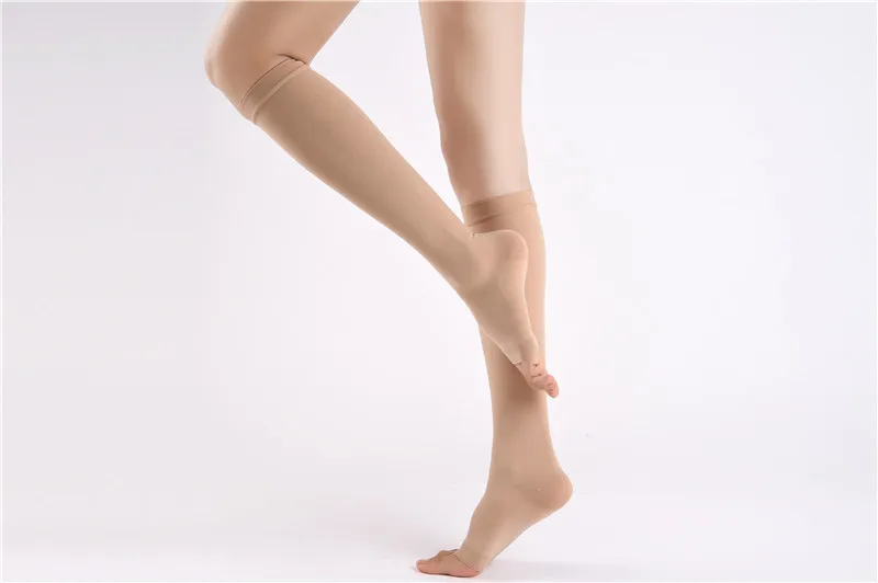 Уровень 2 дул колено медицинский препарат против варикозного расшрения вен носки 22-32mmHg давление Медицинские носки варикозное расширение вен носок компрессионный носок черный и кожа