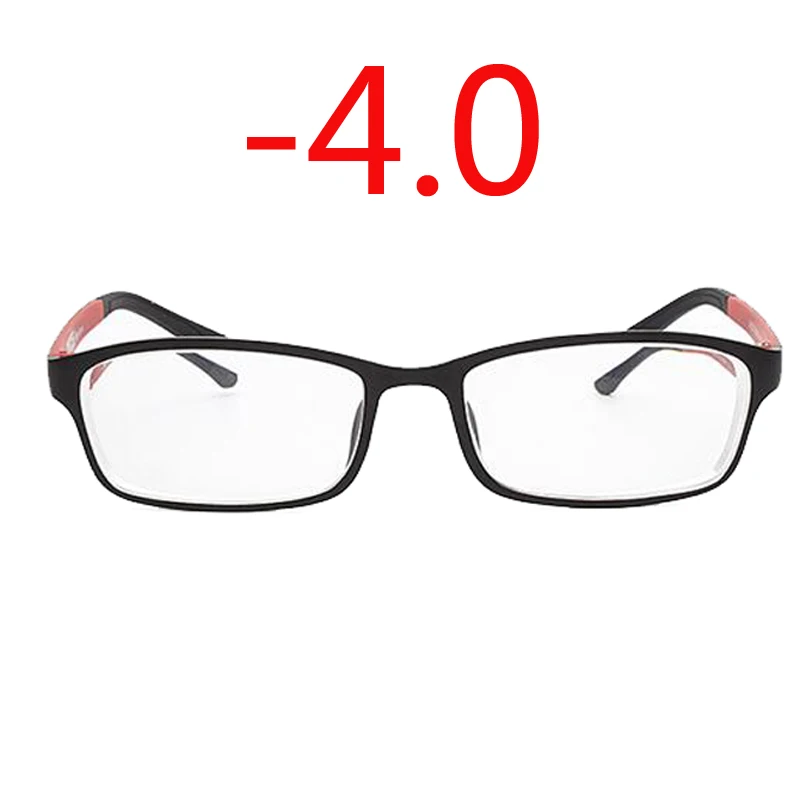 1-1,5-2-2,5 до-6,0 ультралегкие TR90 готовые очки для близорукости унисекс Короткие-очки для коррекции зрения полная Рамка очки с градусом - Цвет оправы: Black red 400