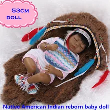 Hot Sale Popular Native American Indian Silicone Reborn Baby Dolls About 53cm For Child Rare And Best Ethnic Doll Gift Brinquedo