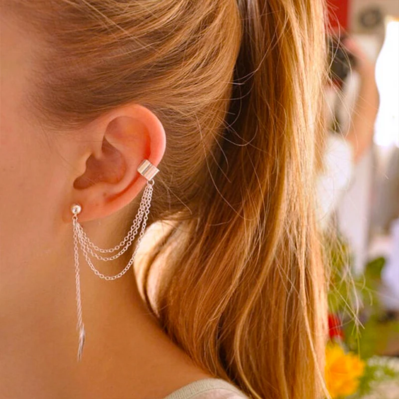 

Personality Metal Ear Clip Leaf Hoop Earrigs Boho Clip On Stud Earrings For Women