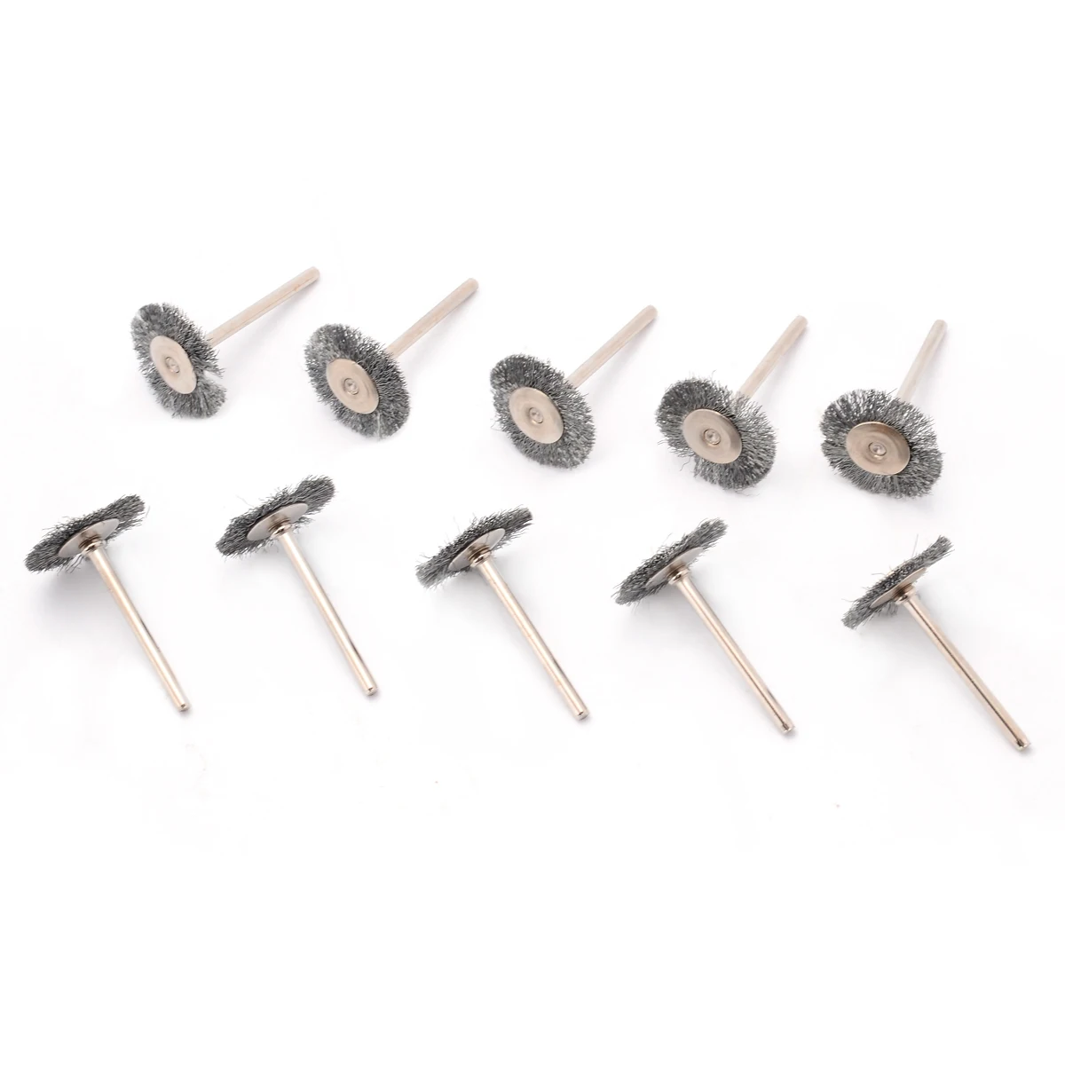 10pcs Mayitr Steel Wire Wheel Polish Brushes 25mm Diameter For Wood Carving Metal Descaling Rotary Grinder Accessory Tool