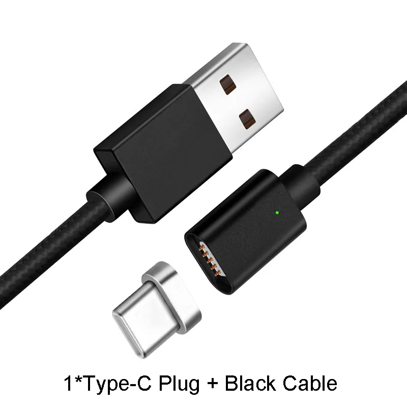 Магнитный кабель для быстрой зарядки Micro usb type C для iPhone кабель для освещения 3A провод для быстрого заряда type-C Магнитный кабель для зарядки телефона - Цвет: Black For Type C