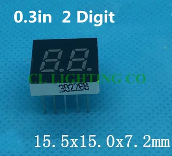 

RED led display 2 digits 0.3"inch digital tube 0.3in digital control, a common cathode LED 7 segment