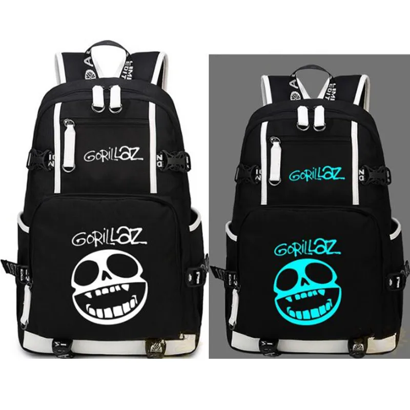 Gorillaz игровой ноутбук Череп Рюкзак светятся в темноте дорожные сумки Косплэй Для мужчин Для женщин школьные посылка рюкзак