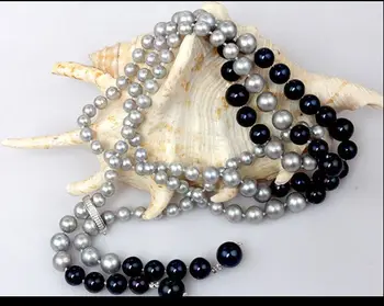 

design south sea round 8-12mm white black multicolorpearl necklace 45inchk