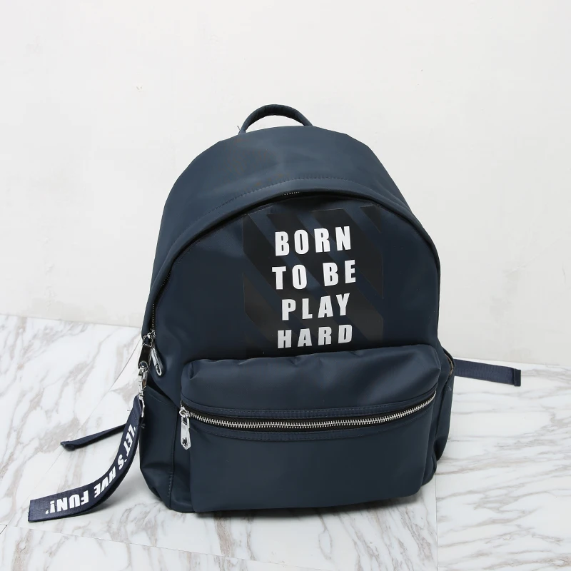 

Fashion School Bag Oxford Cloth Backpack Boys and Girls Striped Print Letter Backpack Casual High School Student Bag