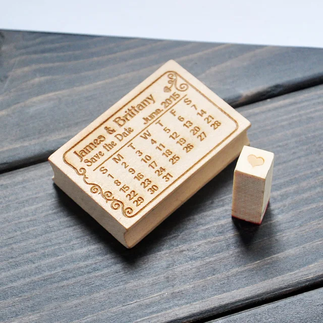 Personalized Wood Stamp Wedding Custom Calendar Save Personalized Wood Stamp Wedding Custom Calendar Save The Date