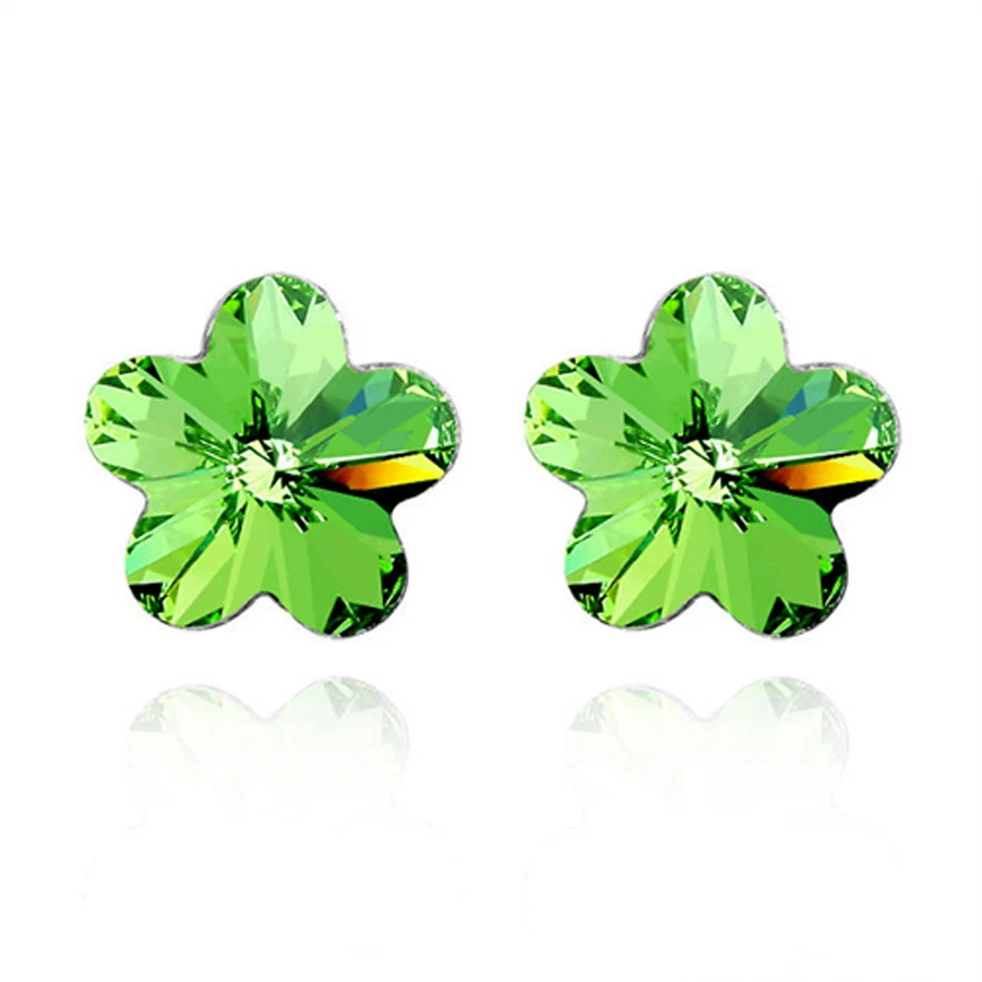 

Crystal Gardenia Flower Ear Stud Earrings With Ear Buckle Women Fashion Jewelry