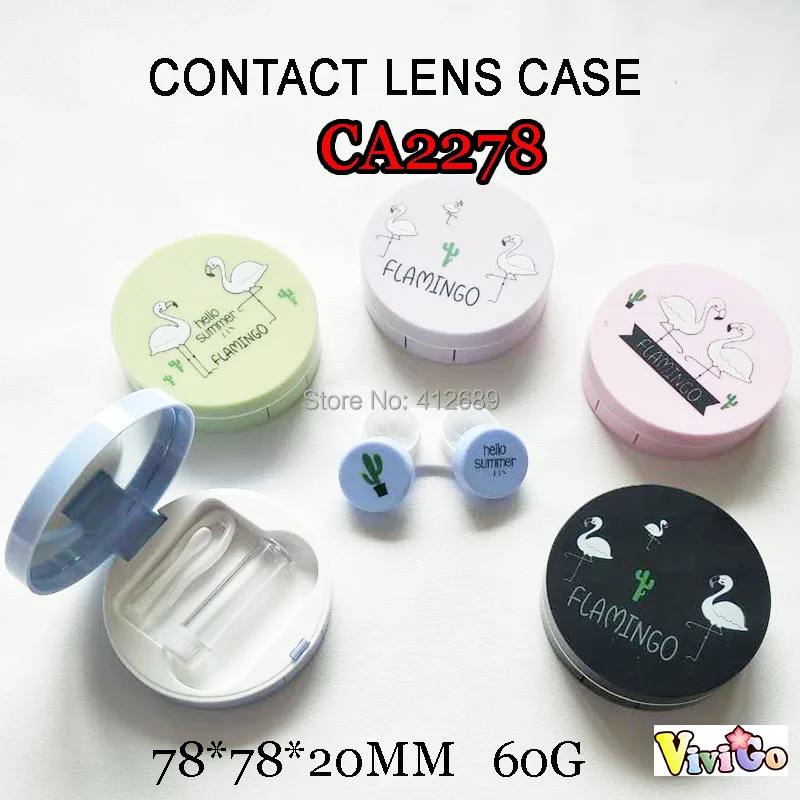 

contact lesn case Flamingos round colorful travel box CA2278