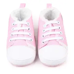 Ребенка осень-зима Утепленная одежда малыша Обувь модные хлопковые Кружево на шнуровке прогулочная обувь для ребенка 0-12 месяцев