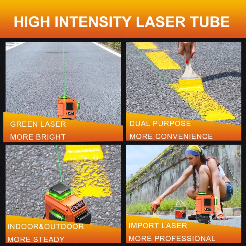 LOMVUM лазерный нивелир, 12 линий, 3D, 360 градусов, поворотный лазерный нивелир, зеленая красная линия, точная регулировка, лазерный нивелир для улицы