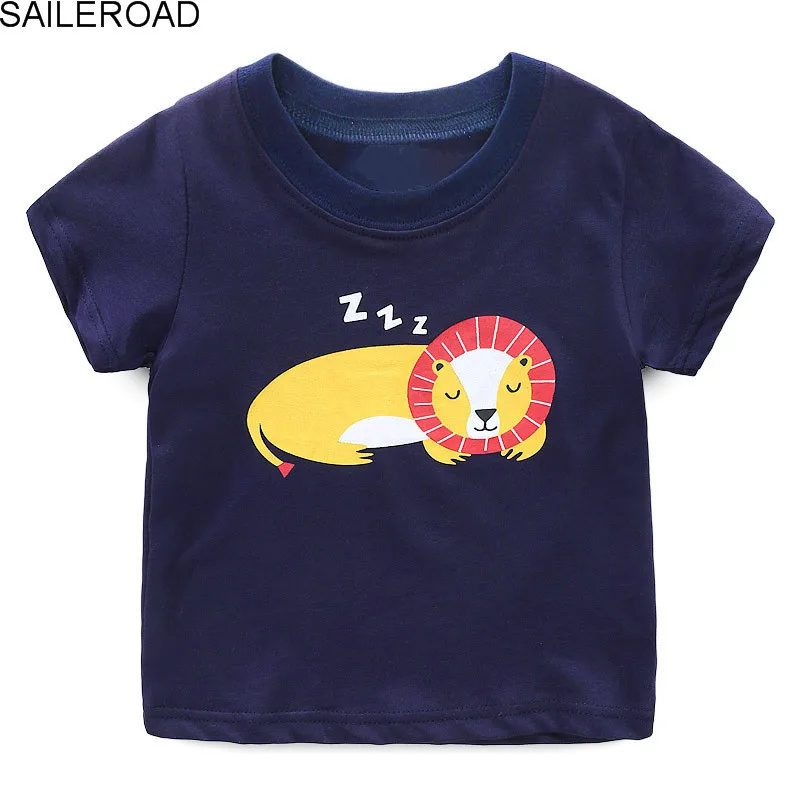 

SAILEROAD Children Summer Clothing Baby Boy T Shirt Cartoon Lion Short Sleeve T-shirt Child Casual T shirts Kids Cotton Clothes