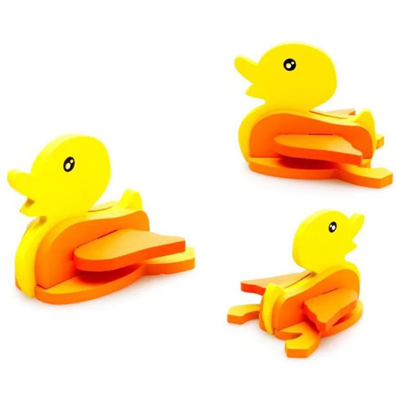 Креативные 3D деревянные головоломки Детские стерео игрушки животных DIY Детские ручной работы деревянные Животные головоломки - Цвет: Duck
