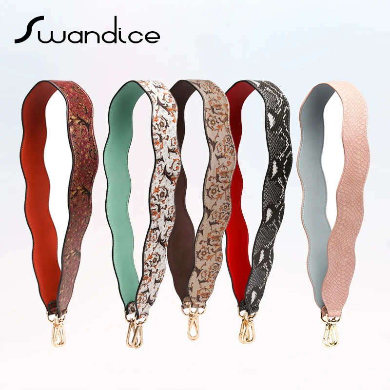

Luxury Royal Flower Vine Snake Pattern Water Wave Shoulder Strap Accessory Crossbody Messenger Shoulder Tote Bags Handbags Women