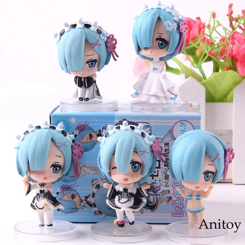 

Q Version Nendoroid Rem Action Figure Re:life in a Different World from Zero PVC Collection Model Toy 5pcs/set