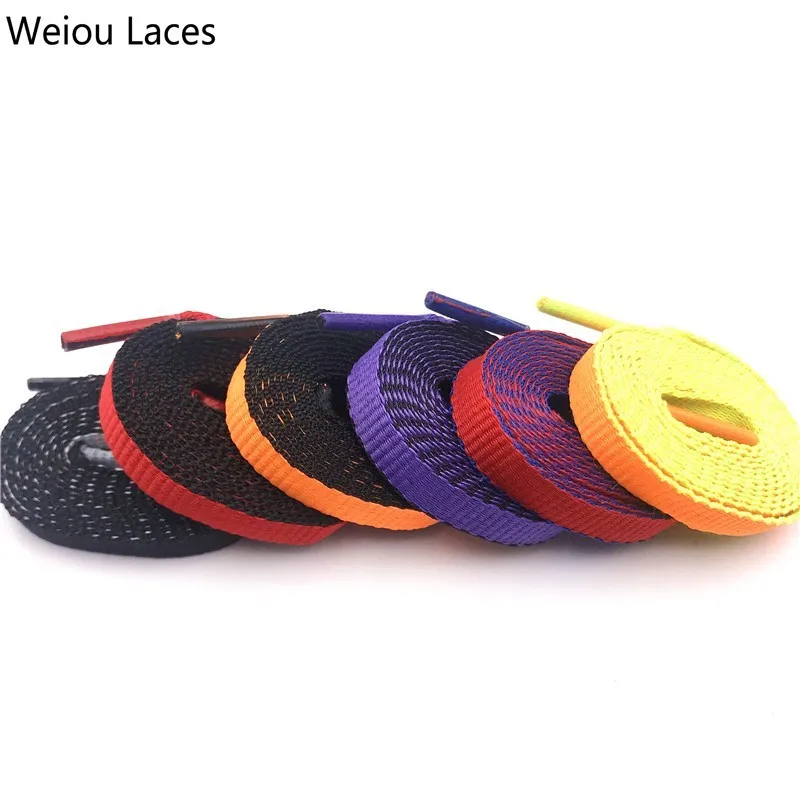 Weiou 8 мм комбинированные двухцветные двусторонние шнурки двухсторонние шелковые шнурки плоские шнурки двухцветные шнурки для спортивных ботинок
