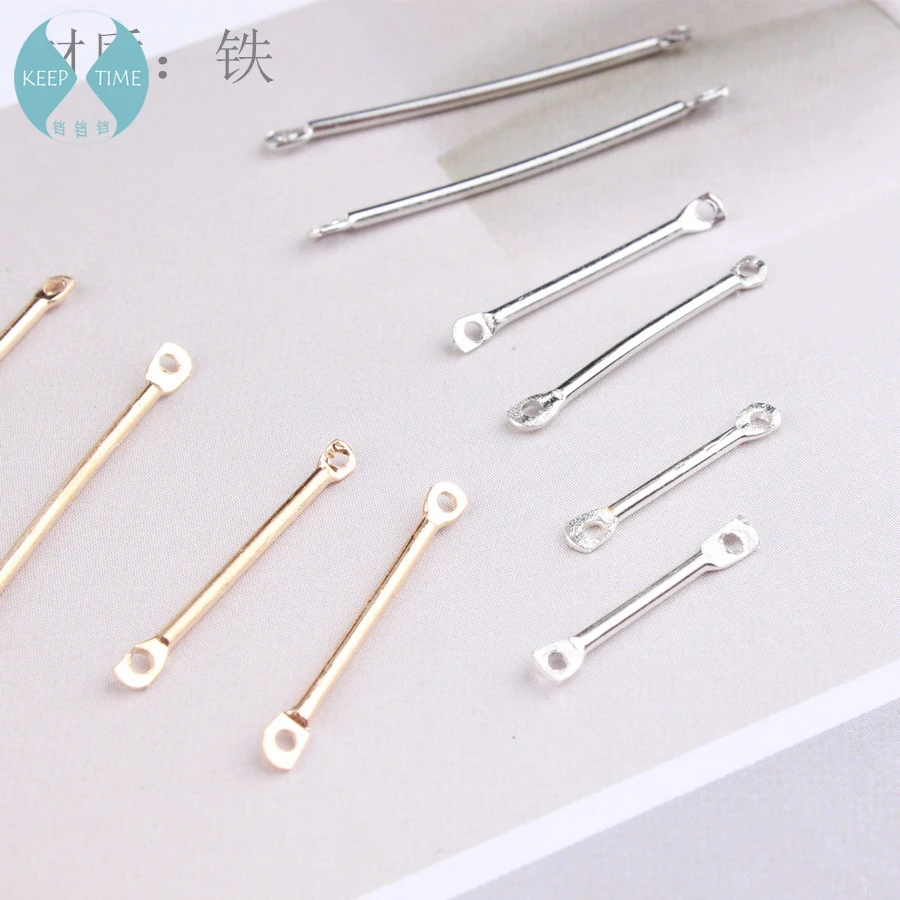 

DIY minimalist geometric triangle Round Earrings iron Earrings accessories gold and silver double connecting rods Korean jewelry