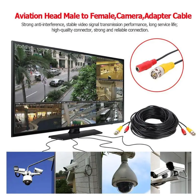 2 в 1 CCTV DVR камера рекордер системы BNC+ DC мощность безопасности видео кабель