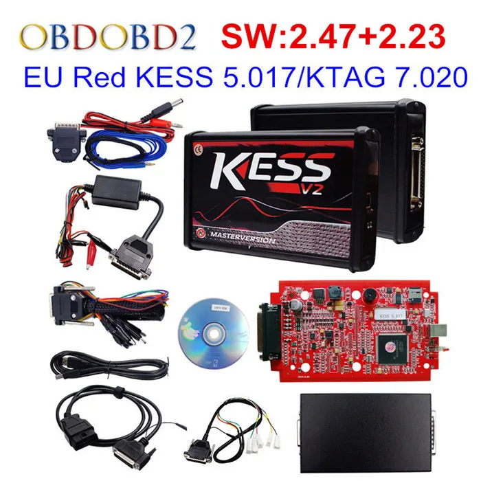 Онлайн Красный KESS V5.017 V2.47+ 4 светодиодный KTAG V7.020 V2.23+ светодиодный BDM Рамка без жетонов KESS 5,017+ K-TAG K Tag 7,020 ECU программист - Цвет: Синий