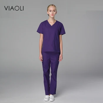 

2019 Viaoli Women Uniform Medicos Medical men and women suits blue surgical gowns clothesbrush hand clothes nurse doctor cotton