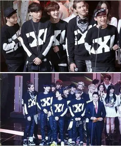 Новинка 2017 Kpop EXO Baekhyun Luhan Kris Sehun черно белый костюм со свитшотом женская одежда