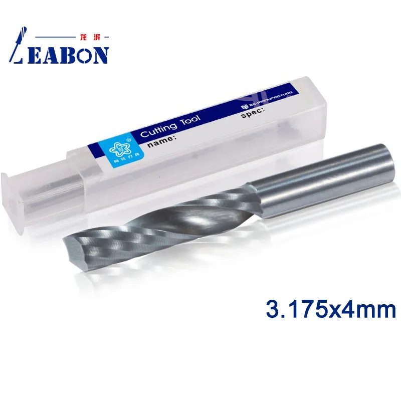 

LEABON 10 Pcs 3.175*4mm CNC Router Bit / Single Blade Spiral Milling Bit / Engraving Bits / End mills cutter