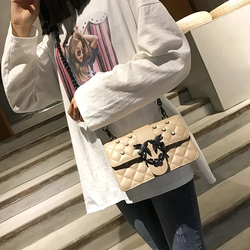 2018 Luxury Brand Women Chain Shoulder Bag pearl Messenger Bags Famous Designer Swallow Lock Lady Bag/Handbag Clutch Purse
