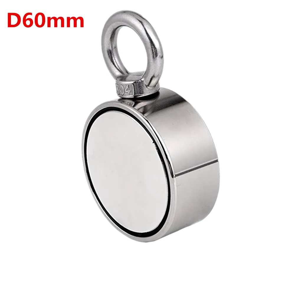 

1pc D60mm Holder strong powerful fishing salvage Double-side neodymium Magnets Pulling Mounting Pot with ring gear sea equipment