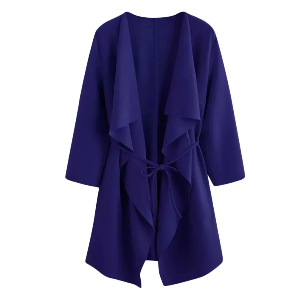 Страуса осенняя куртка для женщин пояса Твердые пончо и накидки пиджаки и пальто для женщин зима Jaqueta De Couro Feminino N30 - Цвет: Синий