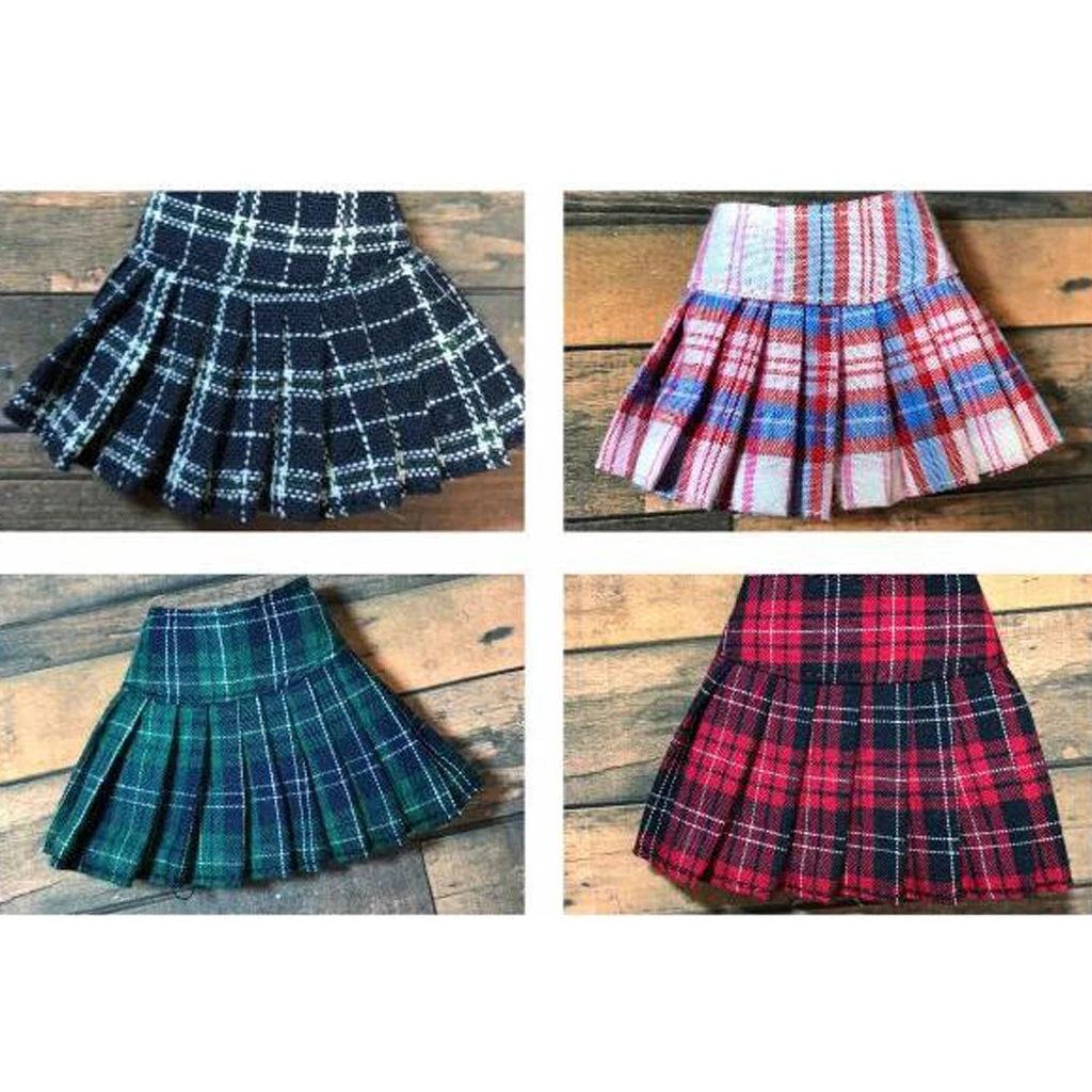 Classic Pleated Skirt Dress for 12inch Blythe Doll Party Casual Outfit red/green/black/pink