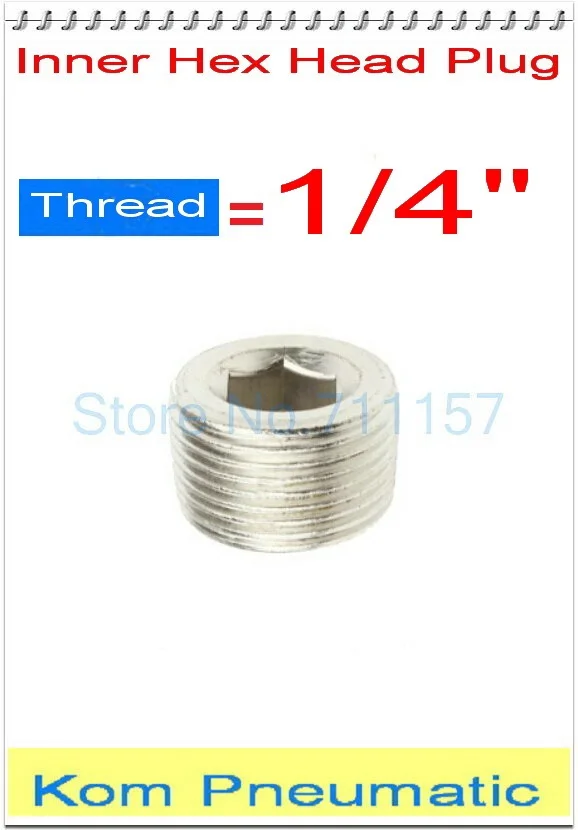 

10pcs/lot Air Pneumatic Plug 1/4" Male Thread Internal Inner Hex Head Pipe Plug Socket Connector Nickel Plated 1/4 inch BD-02