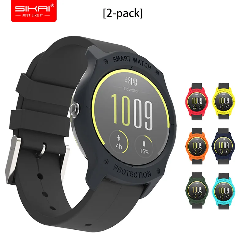 

[2-Pack] For TicWatch 2 Case SIKAI Anti-Scratch Protective PC Cover Smart Watch Ultra Lightweight Multi-Colors Easy Install