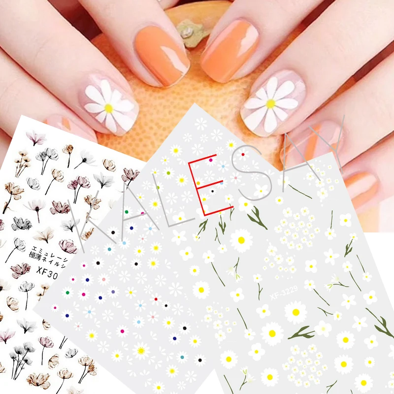

Nail Art Stickers for Nails 3D Back Glue DIY Love Daisy Stickers Decals Accessories Manicure Nail Art Decals Design Decoration