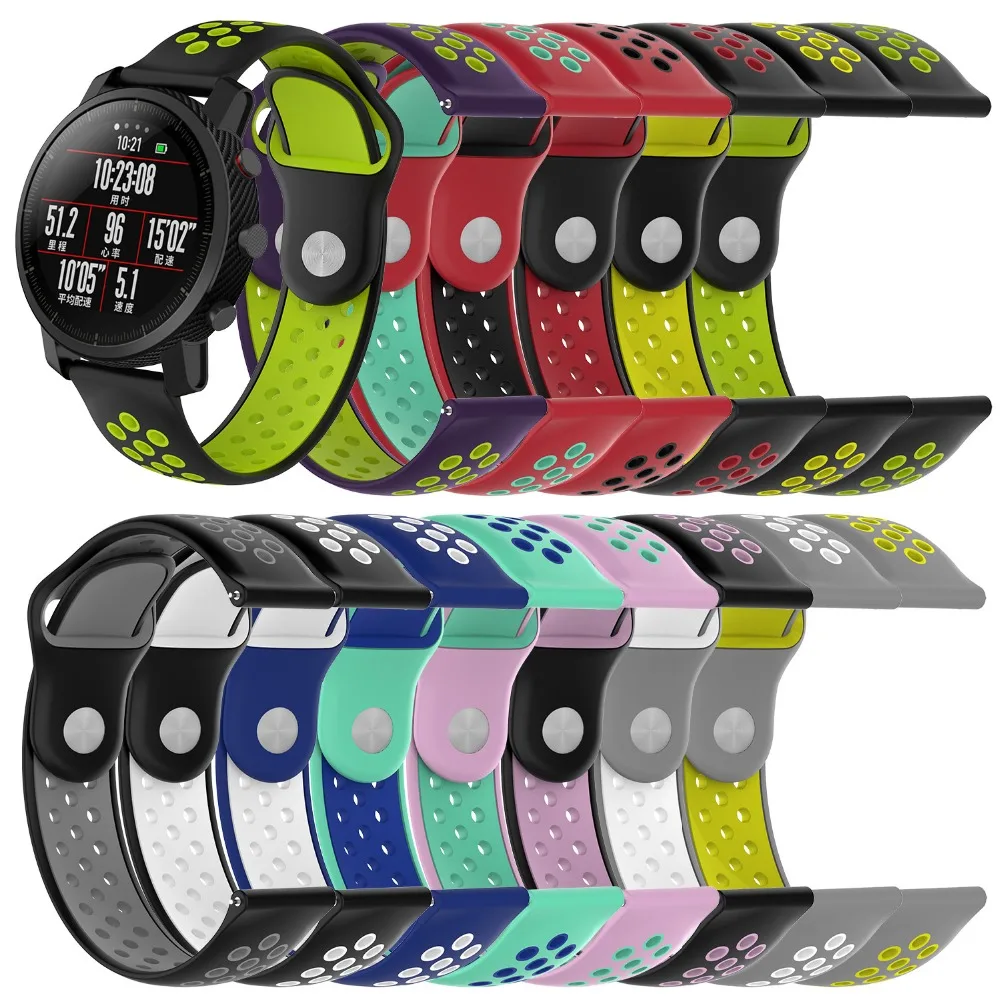 Спортивные ремешки на запястье для Xiaomi Huami Amazfit Bip Смарт-часы силиконовый сменный ремешок 22 мм умные часы для samsung gear S3 полосы