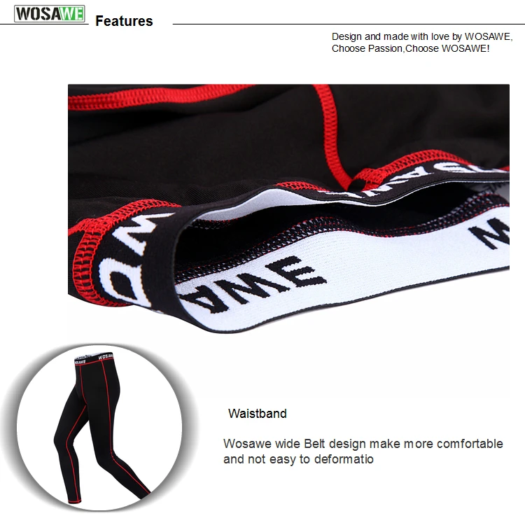 WOSAWE Мужские Флисовые термический базовый слой Велоспорт колготки и брюки Лыжный мотоцикл спортзал фитнес бег велосипед Skinsuit одежда
