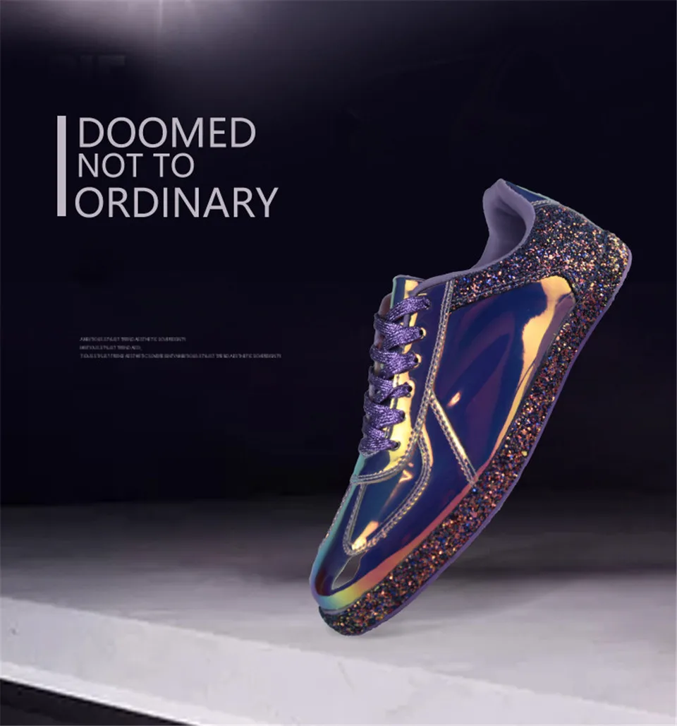 Fashion Sneakers Women Flats Shoes Casual Outdoor Walking Shoes Woman Lace-up Gold Glitter Ladies Shoes Zapatos Mujer (1)