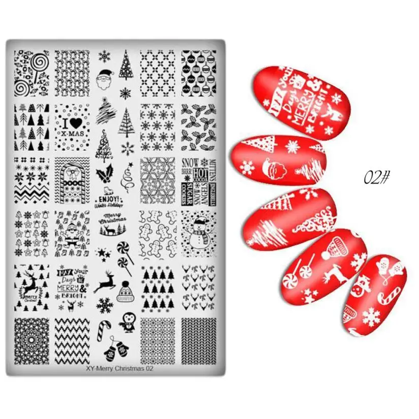 DIY пластины для ногтей Рождественский дизайн ногтей изображения штамп, пластины для стемпинга временный Маникюр пластины для ногтей 2U1122