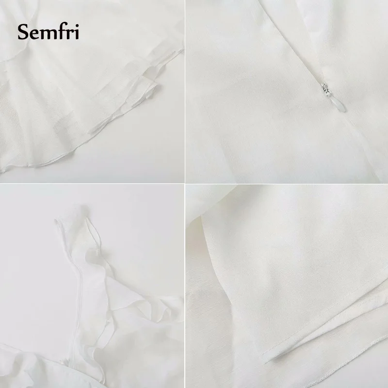 Semfri белое мини платье женское летнее вечернее с бантом сексуальное пляжное